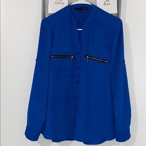 Blue button up blouse
